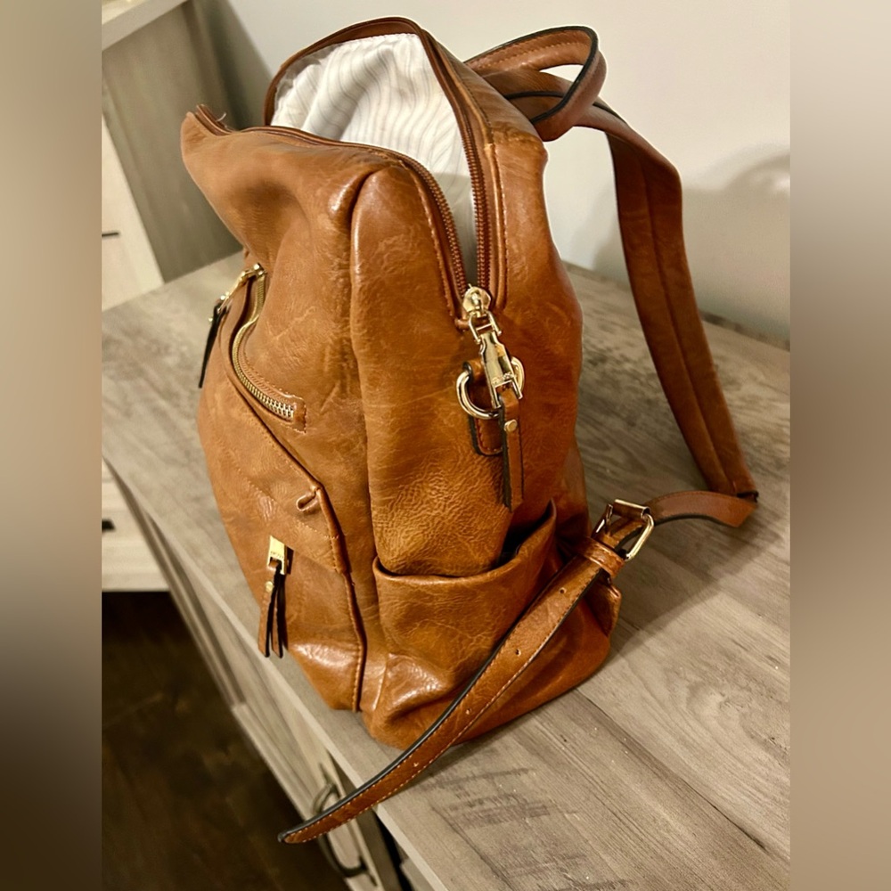 Stylish Brown Leather Mini Backpack - image 7